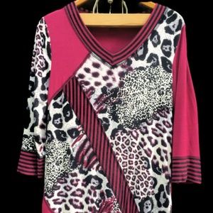 Multiples animal print longsleeve top small